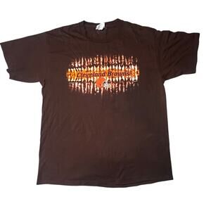 Vintage Y2K Cleveland Browns NFL Football brown graphic logo T-shirt size 2XL